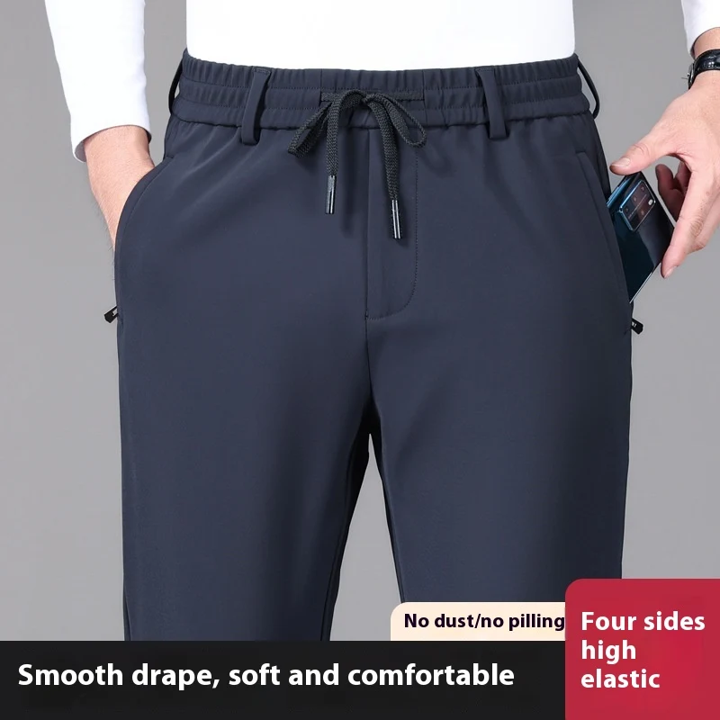 Pantalon de costume homme automne hiver taille élastique coupe droite élégant et confortable pour le travail et les sorties. — photo 5
