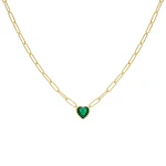 Colar feminino de corrente com pingente de coração colorido em prata esterlina S925. Um acessório charmoso para realçar sua beleza e estilo. — foto 1