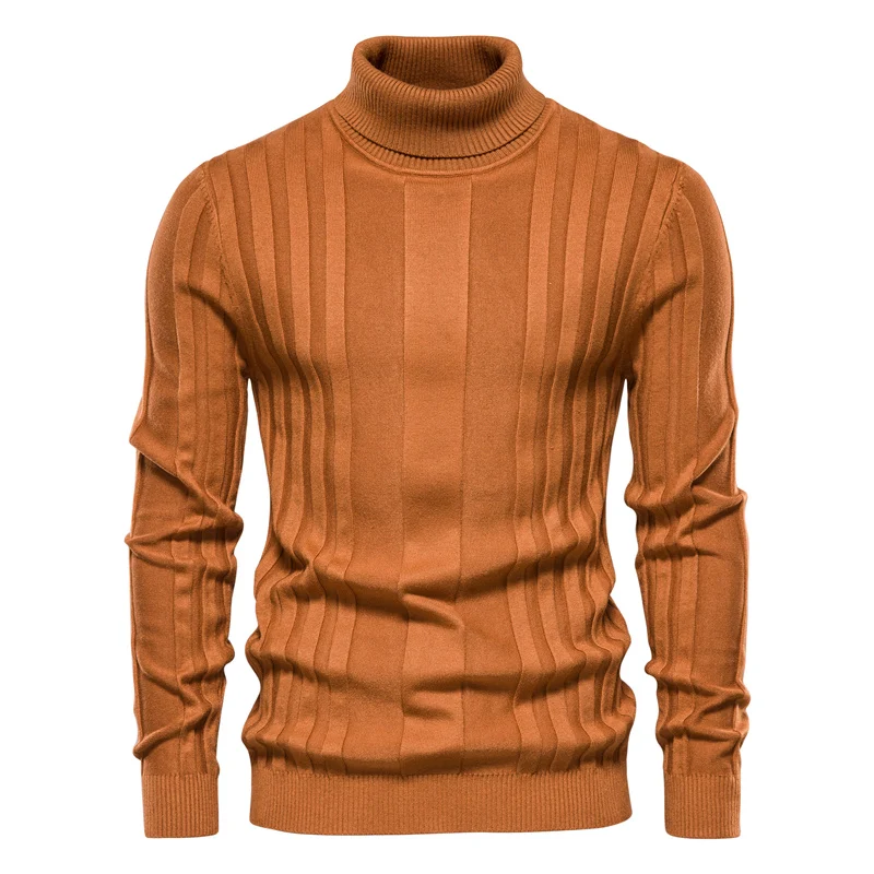 Men's Casual High-Neck Solid Color Warm Striped Sweater Perfect for Cold Days Comfortable and Stylish Winter Wear Ideal — photo 6