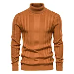 Men's Casual High-Neck Solid Color Warm Striped Sweater Perfect for Cold Days Comfortable and Stylish Winter Wear Ideal — photo 6