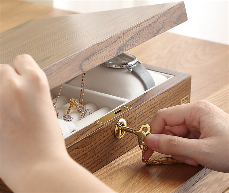 Title 2, Handmade solid wood jewelry storage box to orga...