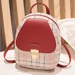 Mochila pequena feminina com estampa xadrez escocesa para mulheres, design moderno e elegante, perfeita para uso diário e viagens curtas. — foto 4