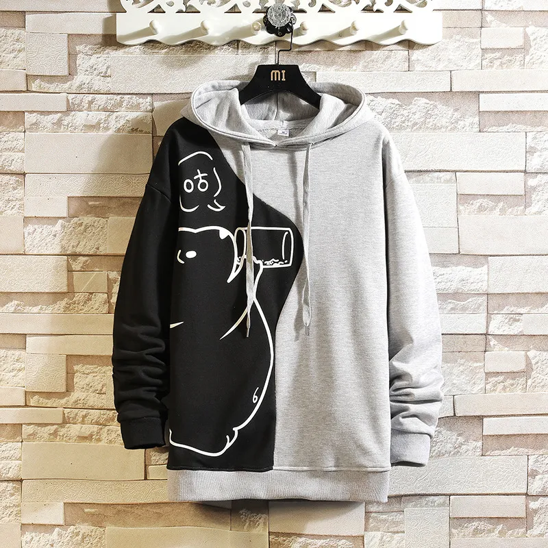 Men's Hoodie Loose Large Size Color Matching Bear Hooded Jacket, Comfortable & Stylish for Everyday Wear. — photo 10