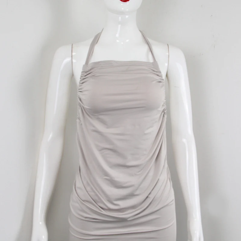 Title 4, Halter Back Lace-up Bib Type Dress Women