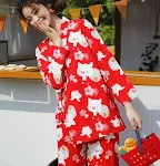 Pigiamino Kimono Maialino Carino Maniche Lunghe Completo Morbido e Confortevole Dormi Bene Rilassati con Stile Perfetto per Casa e Relax — foto 4