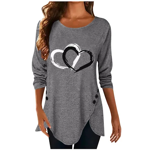 Title 2, European And American New Button Love Print Irr...