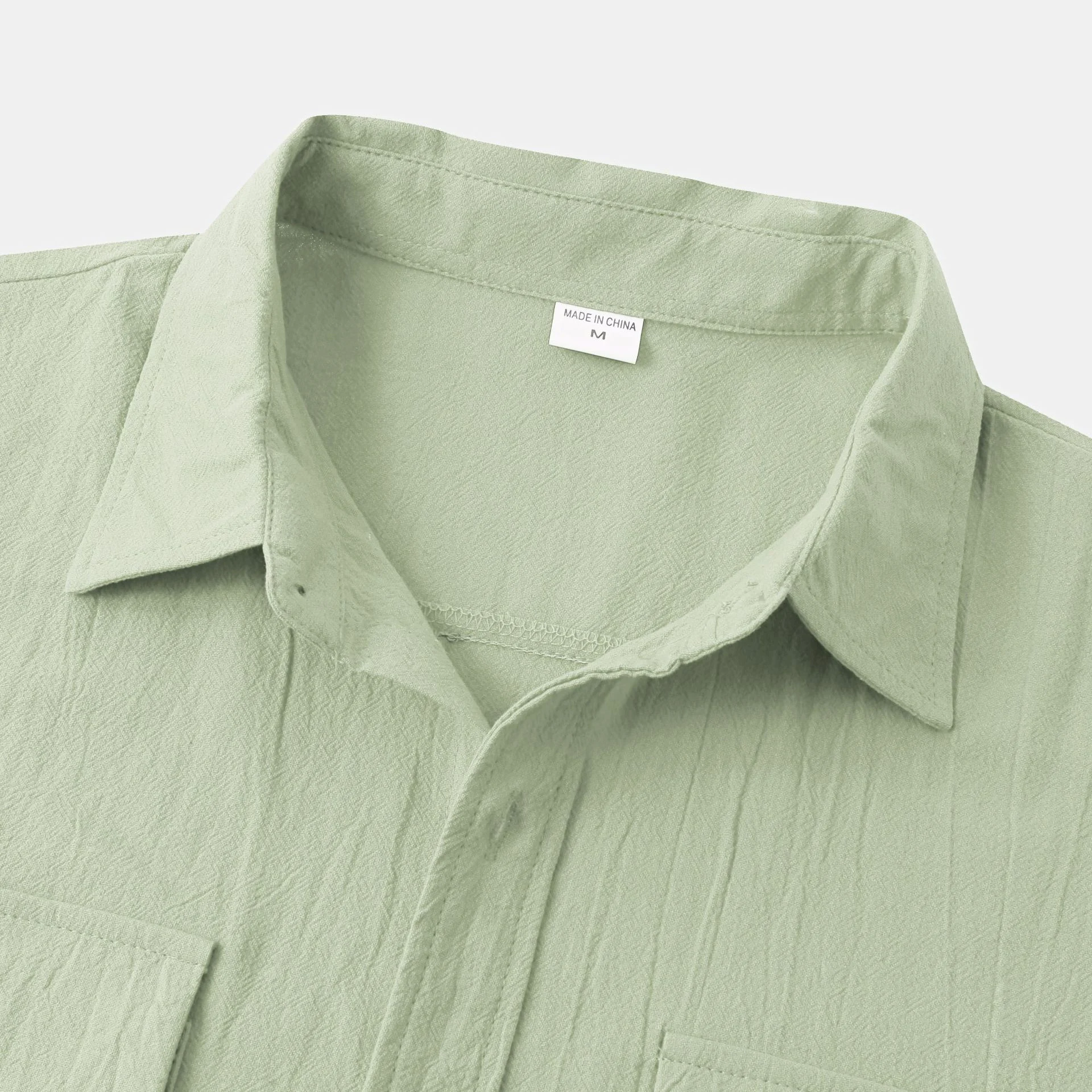 Title 30, New Mens Linen Short Sleeve Shirt Square Colla...
