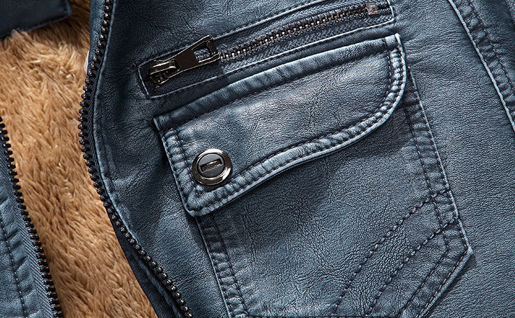 Title 9, Retro Leather Jacket Plus Velvet Washed for tim...