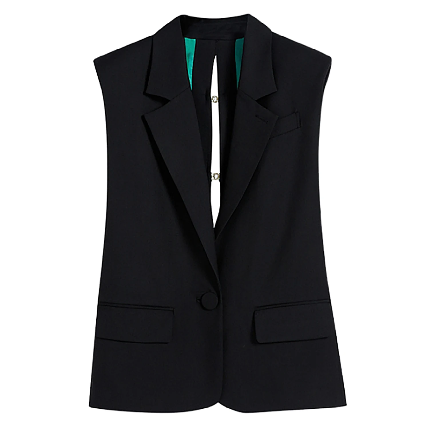Title 2, Womens Pearl Bow Sleeveless Suit Vest Jacket
