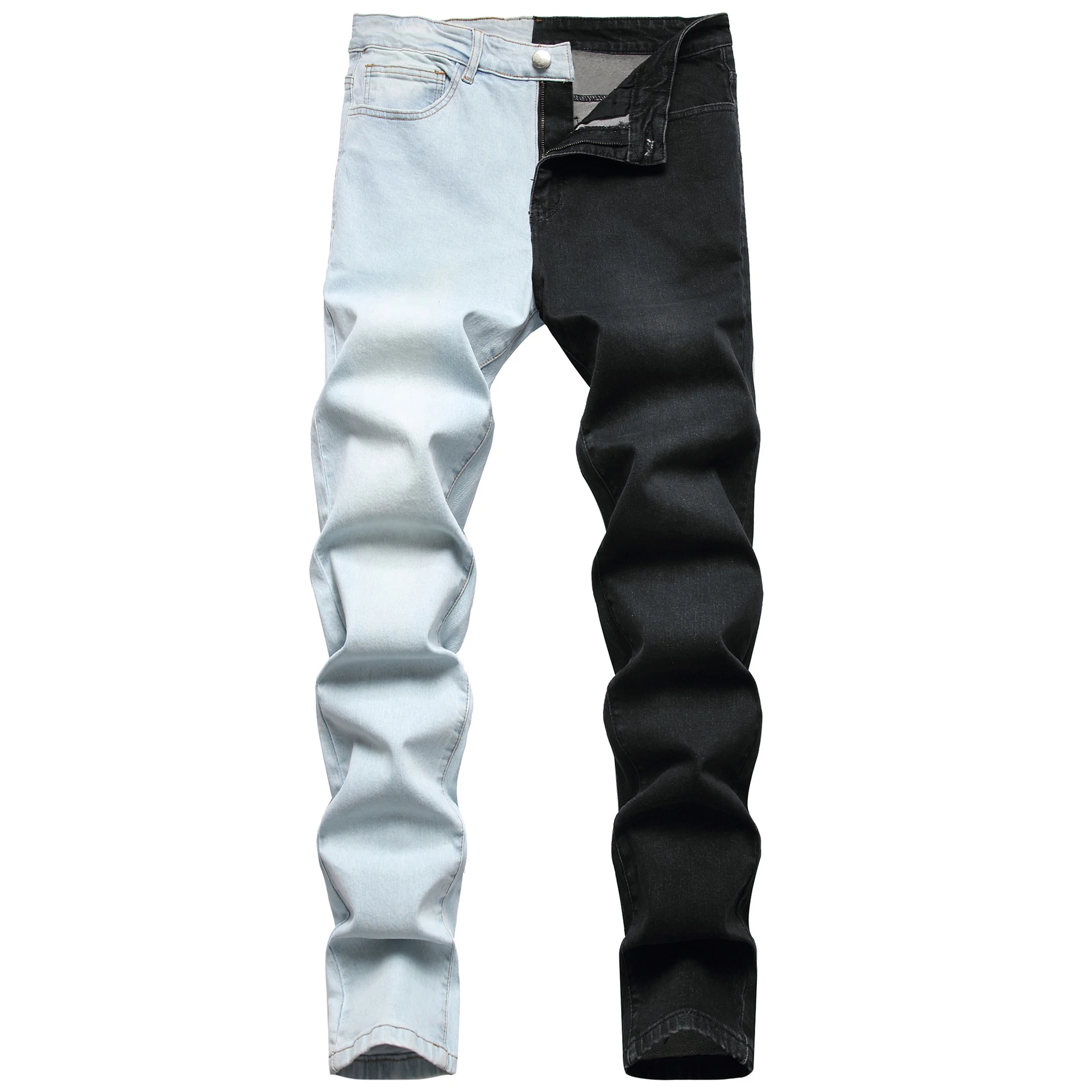 Heren jeans met twee kleuren, trendy stretch en fashion stiksels — foto 1