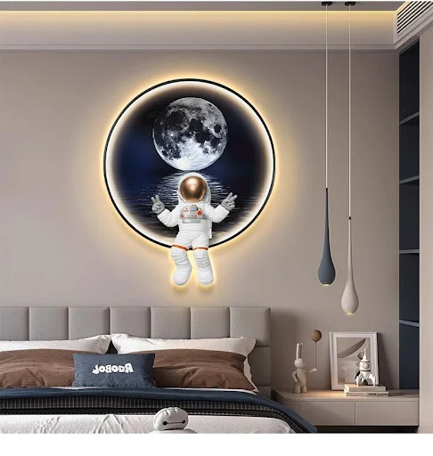 Title 7, Childrens Room Space Wall Painting Bedside Lam...