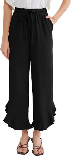Title 5, Pantalon femme à volants et bas évasé, longueur...