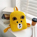 Mochila de lona infantil com estampa de urso de desenho animado. Perfeita para o jardim de infância, leve e espaçosa, ideal para crianças. — foto 3