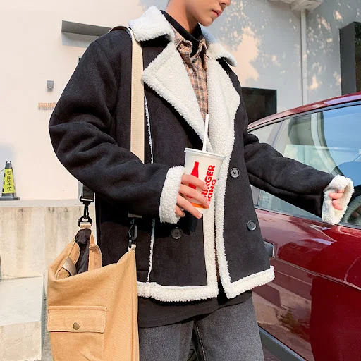 Title 4, Mens lamb plush cotton coat for ultimate warmt...
