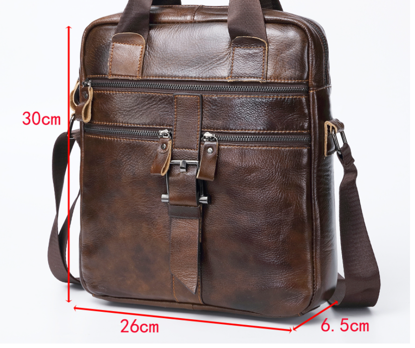 Bolsa de ombro diagonal de couro retrô masculina para tablet de 10 polegadas. Transporte seus dispositivos com estilo e segurança. — foto 4