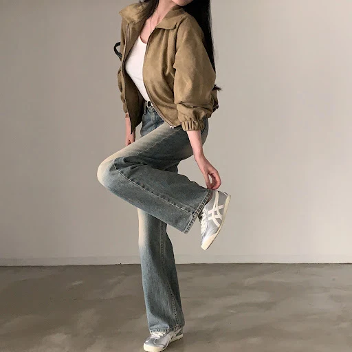 Title 3, Retro Lapel Loose Zip Long Sleeve Short Coat of...