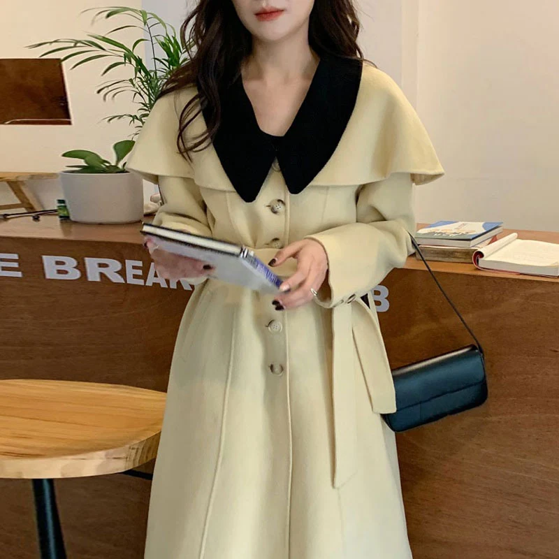 Title 3, Gentle Cream Yellow Contrast Doll Collar Single...