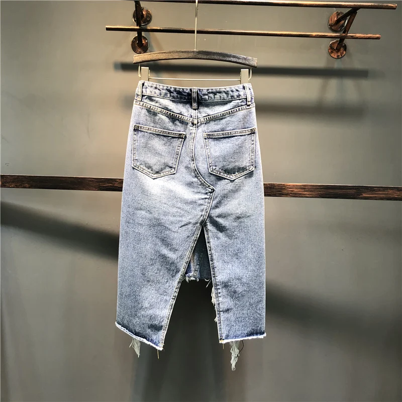 Title 4, A-line Skirt with Fringes, Hole Design and Hip ...