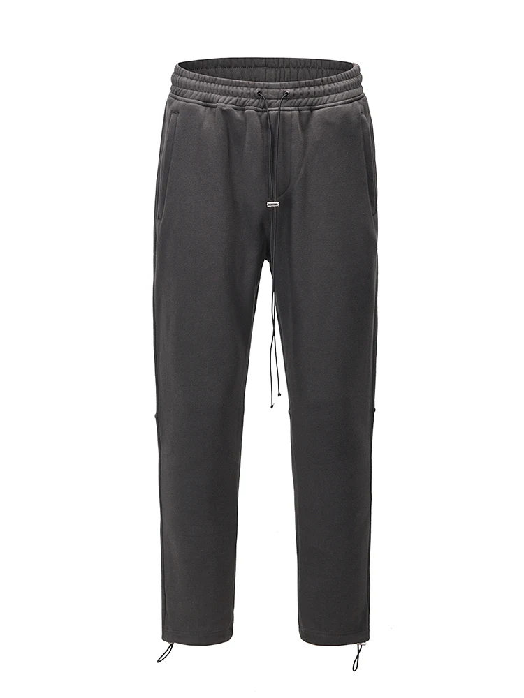 Calças casuais quentes masculinas com forro de fleece e ajuste slim, com punhos e cordão, perfeitas para conforto e aquecimento no inverno. — foto 2