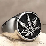 Anel masculino de aço titânio com folha de bordo personalizada e gotejamento de óleo. Moda fashion com estilo único. — foto 3