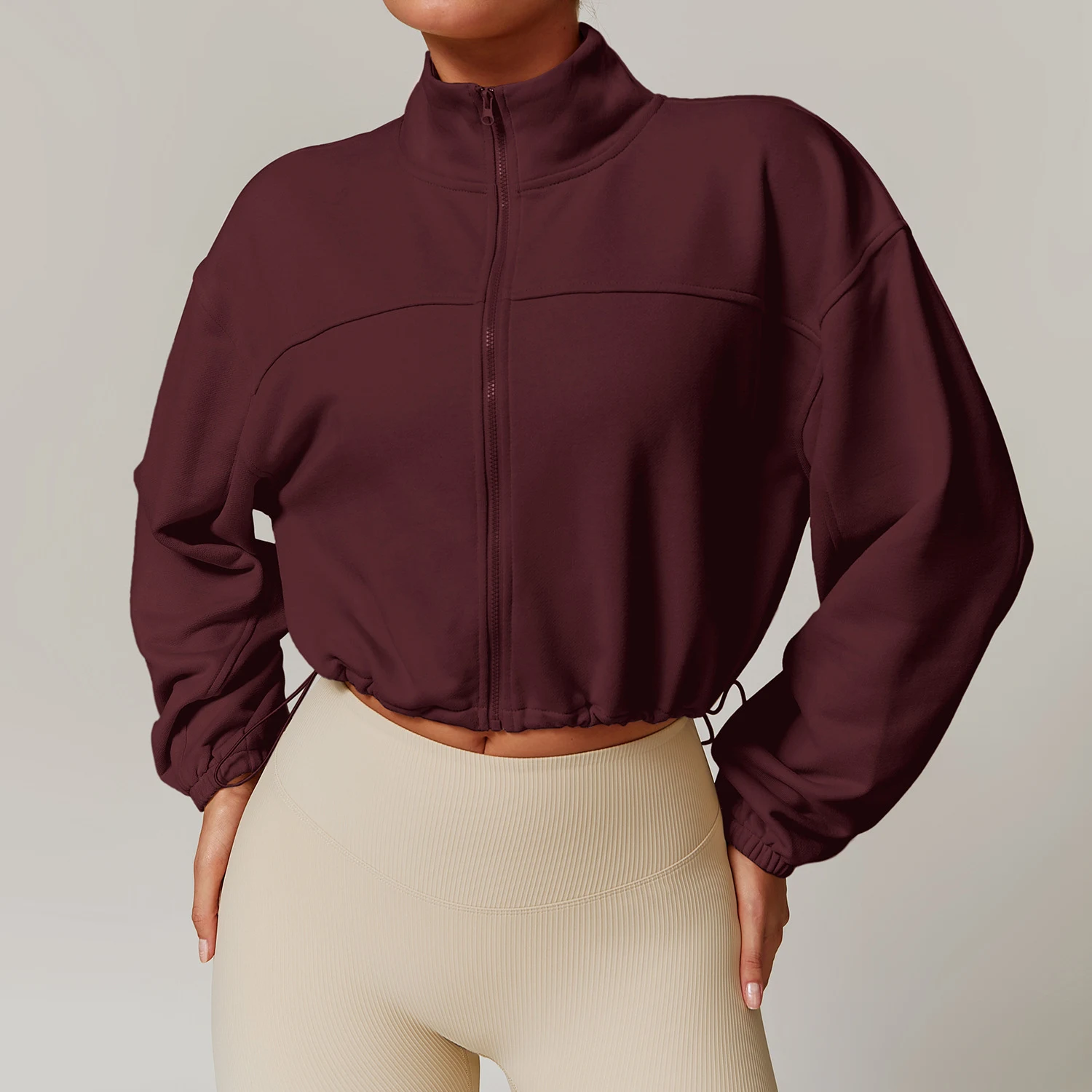 Fall and Winter Warm Loose Sports and Leisure Stand Collar Cardigan Running Fitness Sweater Coat for active lifestyles a — photo 4