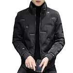 Herren Winterjacke mit Stehkragen, modisch geprägt, lässig, einfarbig, warmer Daunenmantel für Herbst und Winter, trendiger Look. — foto 8