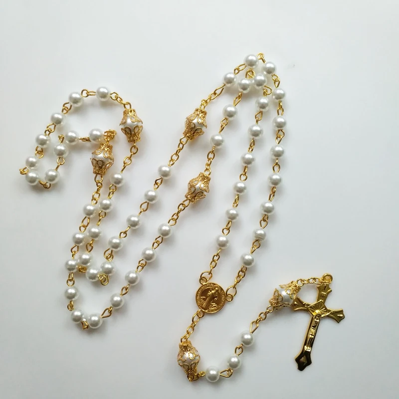 Colar de Rosário Retro Receptáculo Cruz de São Bento, oração e fé, design clássico e atemporal, um presente espiritual significativo. — foto 1