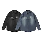 Embroidered Letter Badge Denim Long Sleeve Shirt Street Fashion for a casual, stylish look. Perfect for everyday wear, c — photo 4