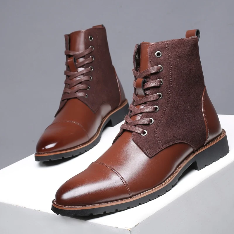 Title 11, Mens pointed warm Martin boots with velvet top...