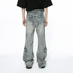 Niche Deconstructs Heavy Industry Wear Washed Casual Jeans, duurzame en casual jeans voor dagelijks gebruik, comfortabel en stoer voor elke man. — foto 1
