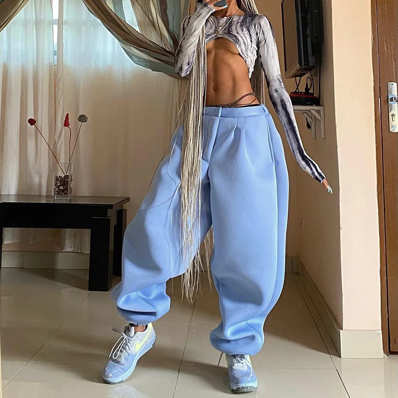 Title 8, Solid color fashion casual loose leggings trous...