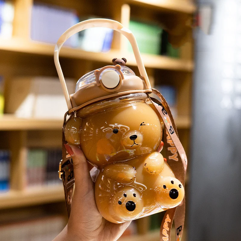 Cartoon Cute Bear Cup Children's Portable Straw for easy hydration on the go. Makes drinking fun and helps kids stay hyd — photo 3