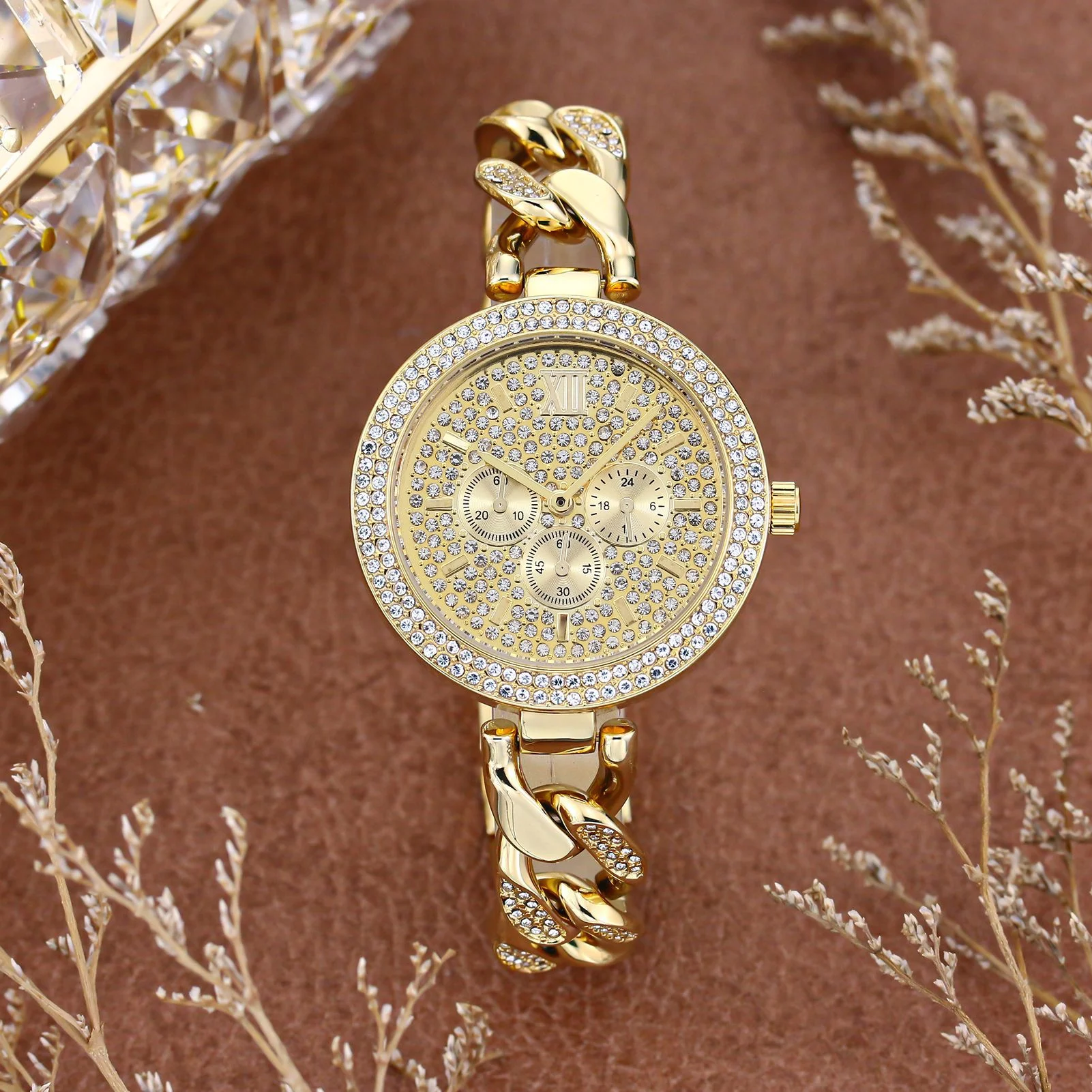 Reloj de cuarzo de cadena cubana de moderno de diamante de diamantes — foto 2