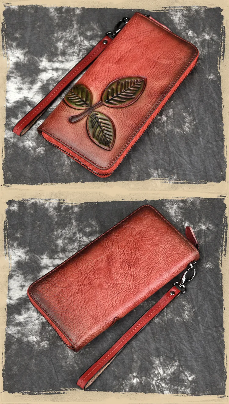 Tree Cream Leather European and American Long Retro Chain Wallet, a stylish and secure way to carry your essentials and — photo 8