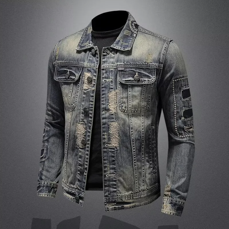 Title 7, Spring and Autumn Retro Distressed Mens Denim ...