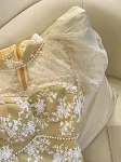 Vestido de gola alta com costura de renda Gentle Wind, leve e elegante, perfeito para um visual sofisticado e fresco. — foto 3
