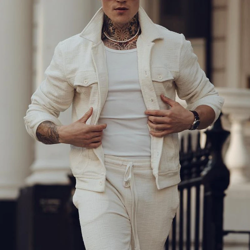 Jaqueta americana masculina com abotoamento simples. Design clássico para uso diário. Roupa externa durável, confortável e elegante. Perfeita para ocasiões casuais ou semiformais. — foto 5
