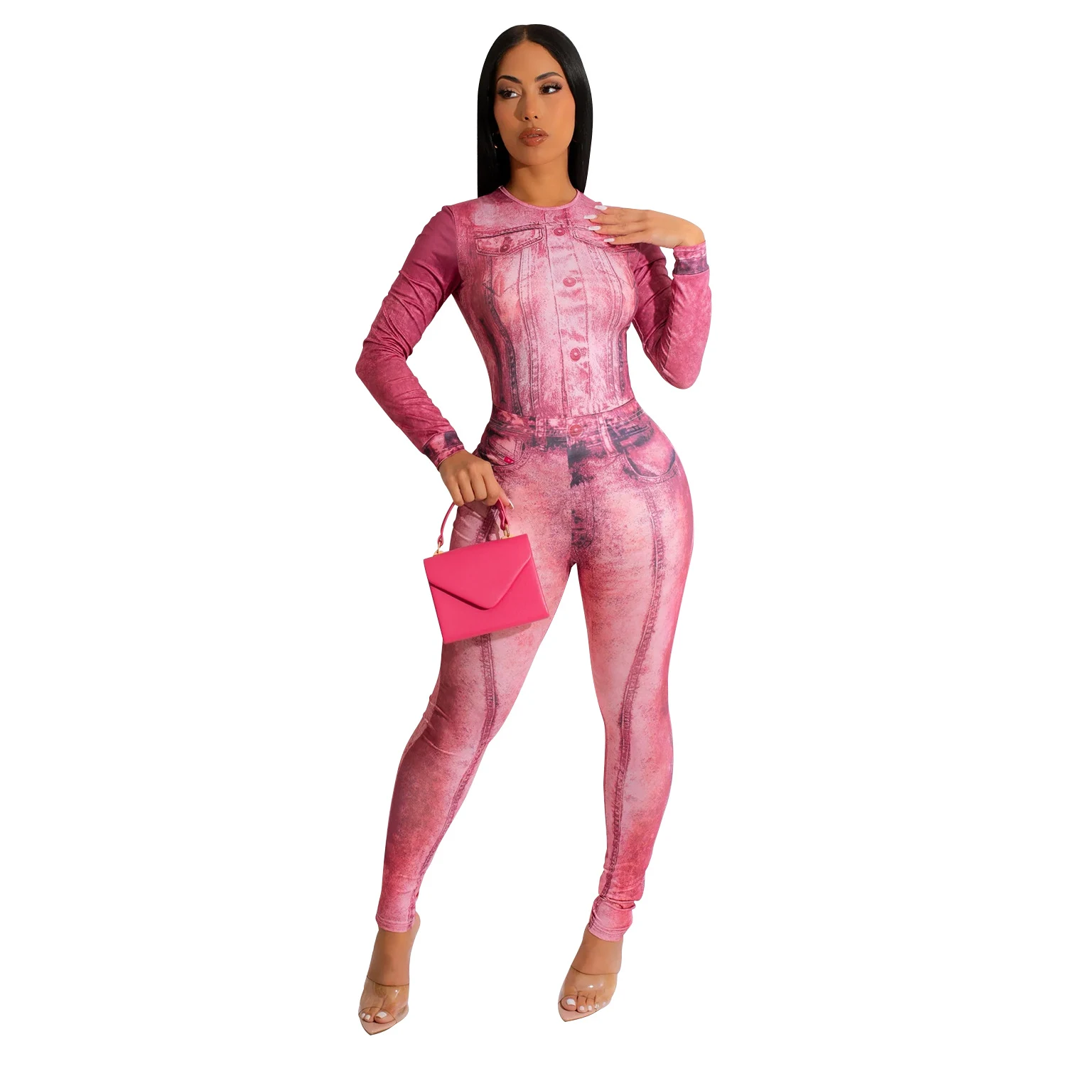 Title 8, Completo tuta jumpsuit stampata due pezzi, idea...