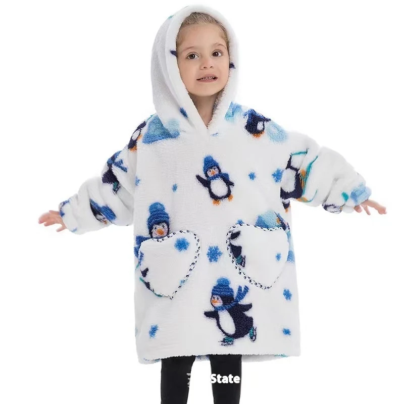 Cobertor Roupa Infantil de Veludo Algodão com Capuz, Quente e Confortável, Plus Size, Cobertor Preguiçoso Grosso para Meninos e Meninas. — foto 5