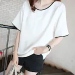 Solid color oversized short-sleeved bottoming shirt, comfortable and versatile for layering or stand-alone wear. A wardr — photo 4