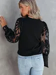 Women's Fashionable Lace Stitching Hollow Sleeve Round Neck Sweater – Comfortable, stylish, and perfect for everyday wea — photo 10