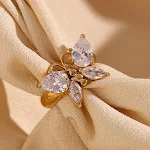 Anel de Borboleta com Zircônia e Aço Inoxidável Banhado a Ouro 18K, Charme e Sofisticação para Você — foto 14