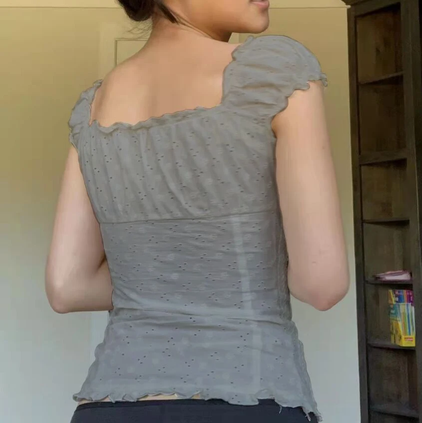 Title 9, New Pleated Shoulder Button Fold Over Lace Bodice