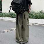 Japanese-Style Retro Pants Men's Solid Color Wide Leg Washed Cotton Overalls Straight Loose Casual Trousers Comfort — photo 5