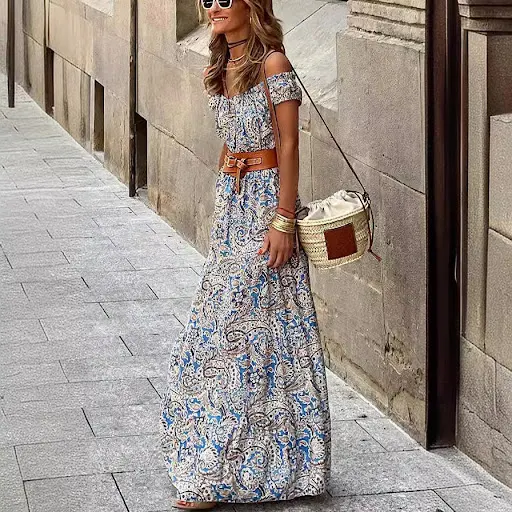 Title 4, European and American Off-shoulder Sleeveless D...