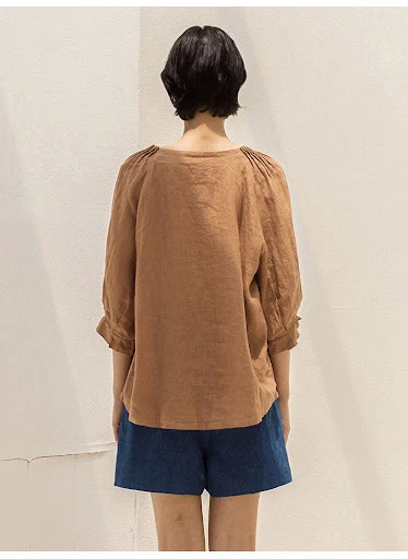 Title 14, Japanese Loose Plus Size Cotton Linen T-shirt w...
