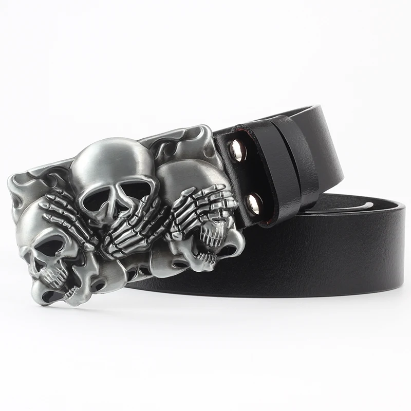 Title 6, Leisure Skull Decoration Belt Pure Leather Styl...