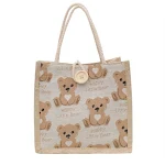 Bolso de mano para mujer Bear Linen Outing Perfecto para salidas, hecho de lino. Elegante, espacioso y cómodo para llevar tus esenciales diarios. — foto 1