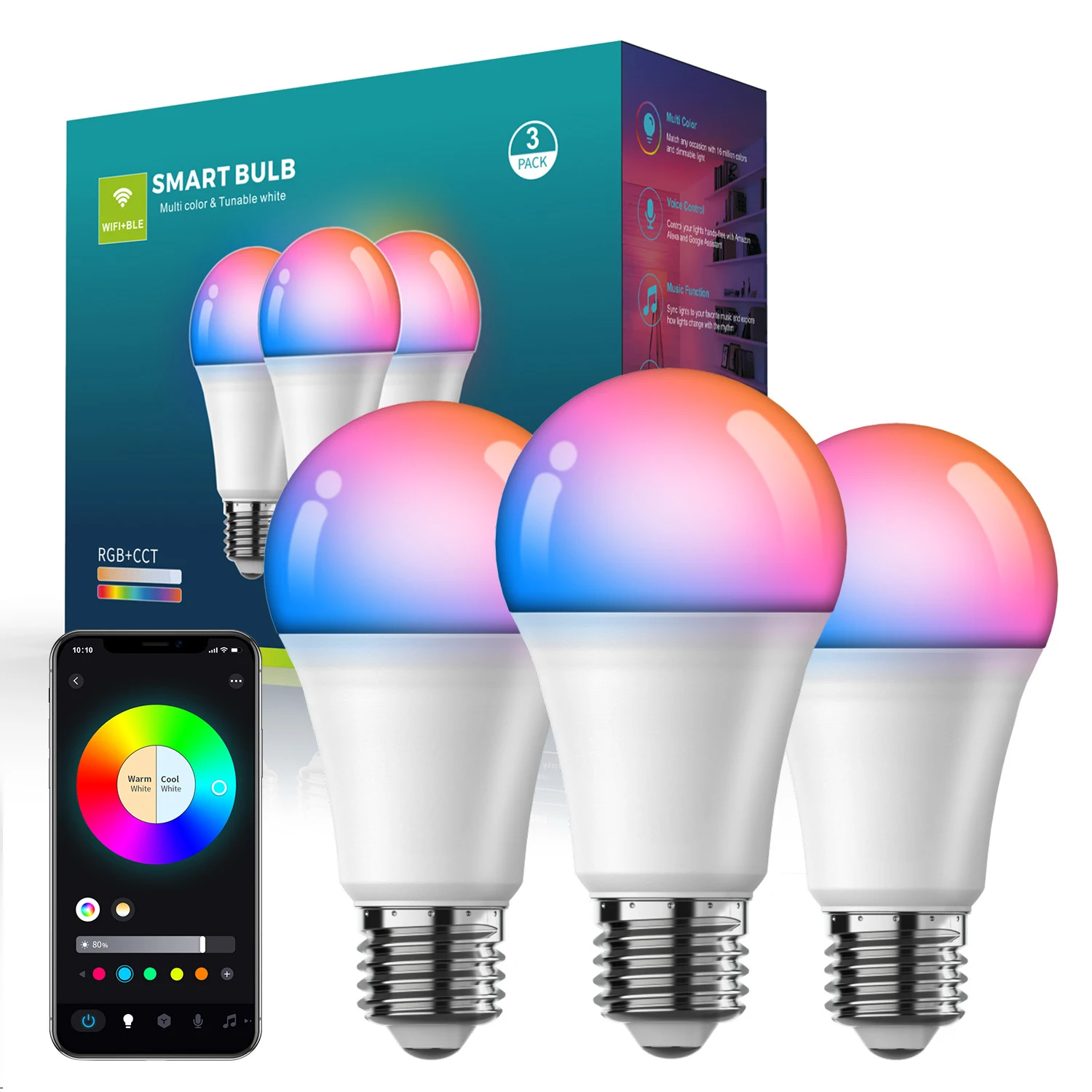 Smart Wifi Bluetooth Dimming and Color Changing Bulb. Easily control your lighting, create custom atmospheres, and save — photo 5