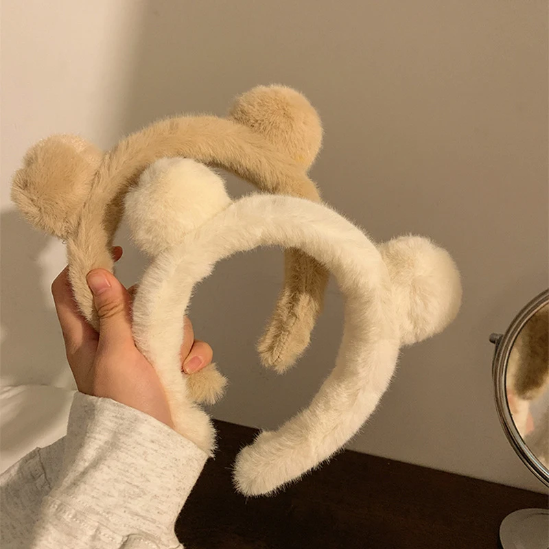 Pluche berenoren gezichtsmasker voor dames, cartoon haarband, haaraccessoire, ideaal voor het wassen van het gezicht, perfect voor gebroken haar — foto 13